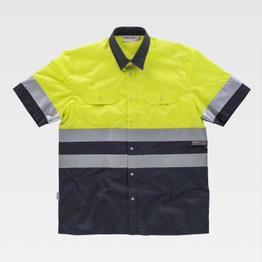Camisa de trabajo de alta visibilidad manga corta combinada unisex C3811 WORKTEAM