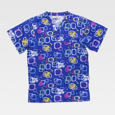 Casaca sanitaria de manga corta estampada unisex B9802 Casaca sanitaria de manga corta estampada unisex B9802
