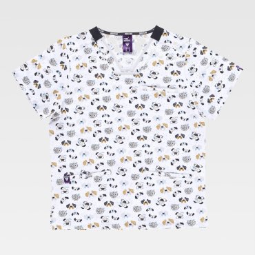 Casaca sanitaria de manga corta estampada unisex B9850 Casaca sanitaria de manga corta estampada unisex B9850