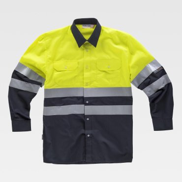 Camisa de trabajo de alta visibilidad manga larga combinada unisex C3813