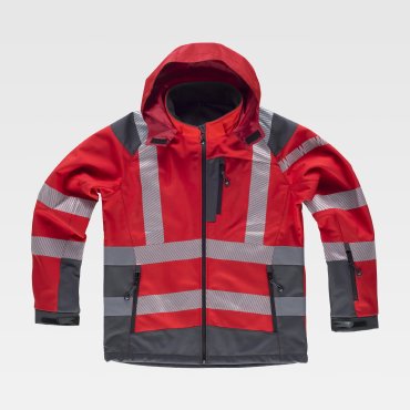 Chaqueta softshell de alta visibilidad con capucha unisex S9212 WORKTEAM Chaqueta softshell de alta visibilidad con capucha unisex S9212 WORKTEAM