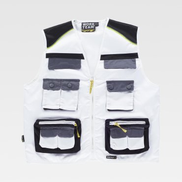 Chaleco de trabajo ligero multibolsillos unisex WF5854 Chaleco de trabajo ligero multibolsillos unisex WF5854