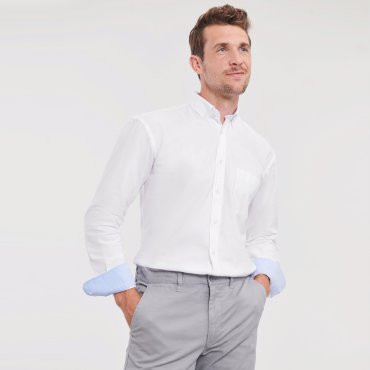 Camisa Oxford de manga larga con bolsillo hombre R-920m-0