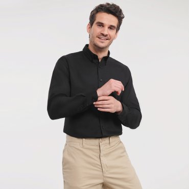 Camisa Oxford de manga larga con bolsillo hombre R-928m-0