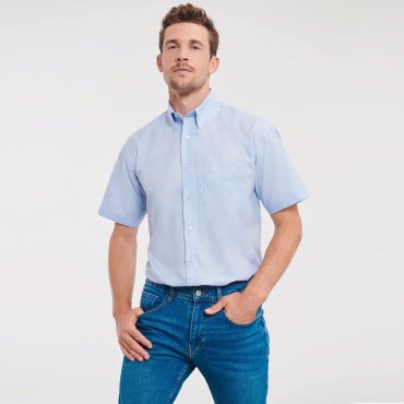 Camisa Oxford de manga corta con bolsillo hombre R-933m-0