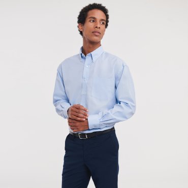 Camisa Oxford de manga larga con bolsillo hombre R-932m-0