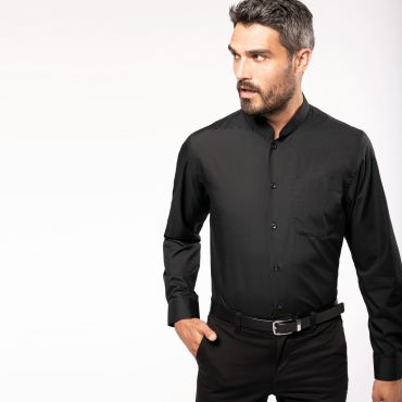 Camisa cuello Mao manga larga hombre K515