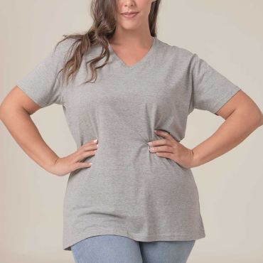 Camiseta talla grande cuello de pico mujer Curves V-Neck