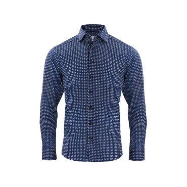 Camisa moteada de manga larga regular hombre Indigo Bow 131 Camisa moteada de manga larga regular hombre Indigo Bow 131