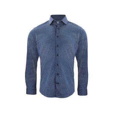 Camisa moteada de manga larga slim hombre Indigo Bow 131