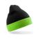 Gorro con vuelta reciclado Rc930x. Color black/lime.