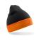 Gorro con vuelta reciclado Rc930x. Color black/orange.