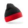 Gorro con vuelta reciclado Rc930x. Color black/red.