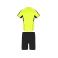 Equipación de fútbol niño Boca Kids. Color amarillo flúor/negro.