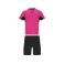 Equipación de fútbol niño Boca Kids. Color rosa rosa/negro.