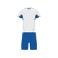 Equipación de fútbol niño Boca Kids. Color blanco/royal.