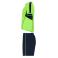 Equipación de fútbol niño Boca Kids. Color verde flúor/azul marino.