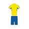 Equipación de fútbol niño Boca Kids. Color amarillo/royal.