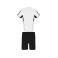 Equipación de fútbol niño Boca Kids. Color blanco/negro.