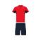 Equipación de fútbol niño Boca Kids. Color rojo/azul marino.