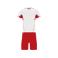 Equipación de fútbol niño Boca Kids. Color blanco/rojo.