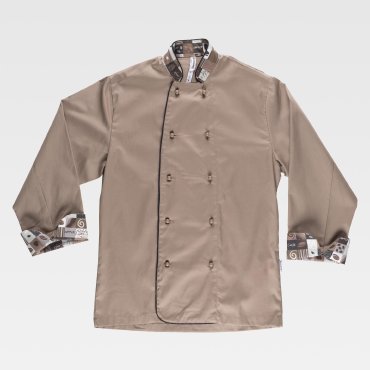 Chaqueta cocinero manga larga estampada unisex B9209 Chaqueta cocinero manga larga estampada unisex B9209