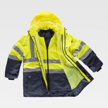 Parka alta visibilidad con capucha combinada unisex C3735