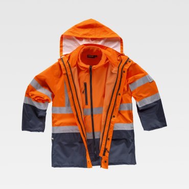 Parka alta visibilidad con capucha combinada unisex C3745