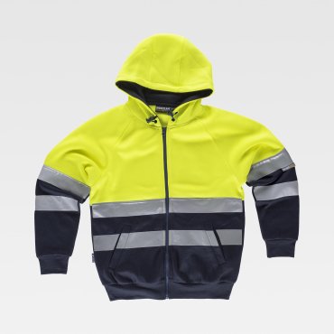 Sudadera alta visibilidad con capucha y cremallera combinada unisex C9036 Sudadera alta visibilidad con capucha y cremallera combinada unisex C9036