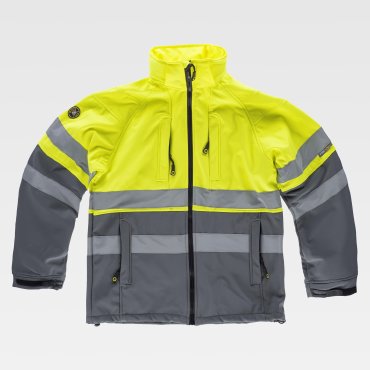 Chaqueta softshell alta visibilidad con capucha unisex S9525 Chaqueta softshell alta visibilidad con capucha unisex S9525