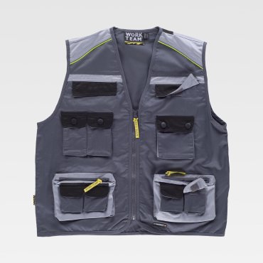 Chaleco de trabajo ligero multibolsillos unisex WF5854 Chaleco de trabajo ligero multibolsillos unisex WF5854