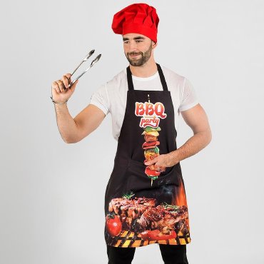 Delantal con peto estampado Barbacoa