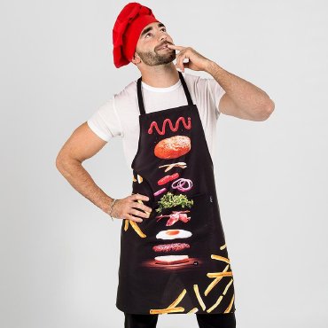 Delantal con peto estampado Hamburguesa