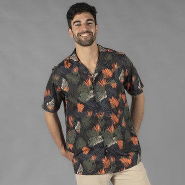 Camisa estampada manga corta hombre Hawai