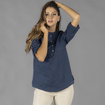 Camisa lino manga larga mujer Kalua