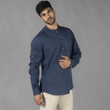 Camisa lino manga larga hombre Tiwi