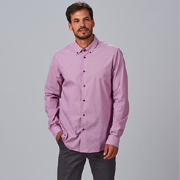 Camisa de rayas manga larga slim fit hombre Leonardo