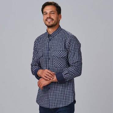 Camisa de cuadros manga larga slim fit hombre Fausto