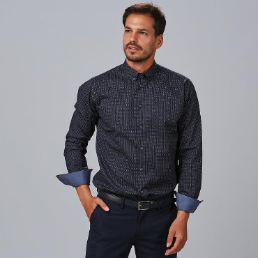 Camisa moteada manga larga slim fit hombre Nino