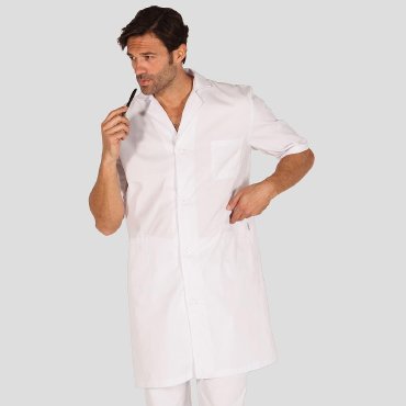 Bata blanca manga corta hombre