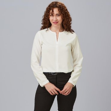 Blusa manga larga entallada mujer