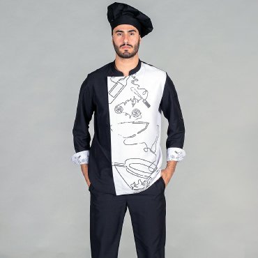 Chaqueta cocina manga larga estampada unisex Torres