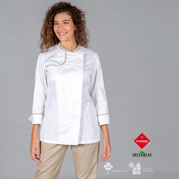 Chaqueta cocina manga larga combinada reciclada mujer Anaya