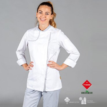 Chaqueta cocina manga larga combinada reciclada mujer Anaya