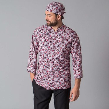 Chaqueta cocina manga larga estampada unisex Catrina
