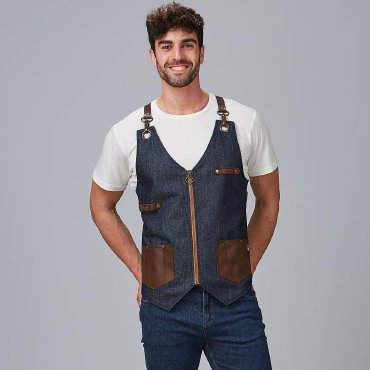 Chaleco vaquero y piel unisex Kurume