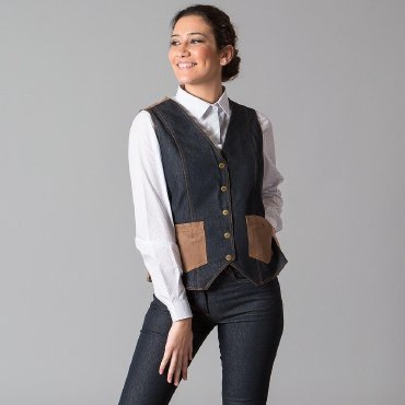 Chaleco denim combinado mujer Baena