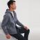 Sudadera con capucha y cremallera hombre R-266m-0. Color gris medio.