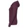 Sudadera con capucha y cremallera mujer R-266f-0. Color burdeos.