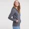 Sudadera con capucha y cremallera mujer R-266f-0. Color gris medio.